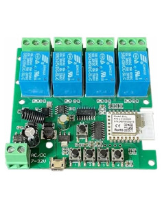 Interruptor Relé ZigBee 4 Canales 12V Control Remoto