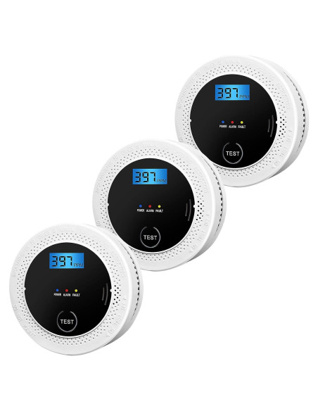 Detector de Humo y CO JNHCD JNF-904 3 en 1 Digital