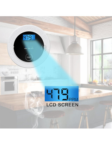 Detector de Humo y CO JNHCD JNF-904 3 en 1 Digital