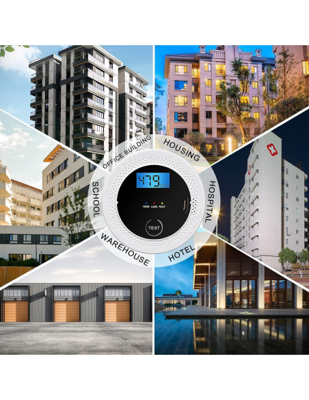 Detector de Humo y CO JNHCD JNF-904 3 en 1 Digital