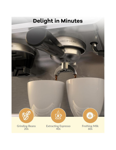 Máquina de Café Espresso GarveeHome 20 Bar 1450W con Espumador