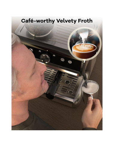 Máquina de Café Espresso GarveeHome 20 Bar 1450W con Espumador
