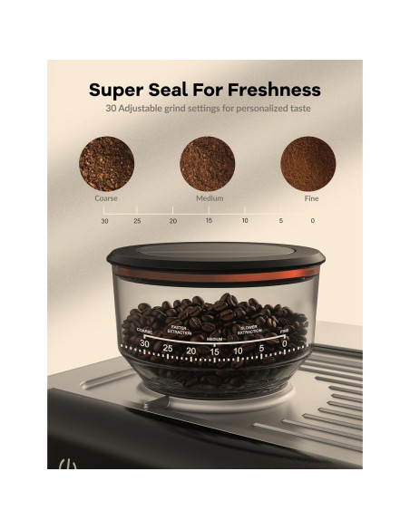 Máquina de Café Espresso GarveeHome 20 Bar 1450W con Espumador