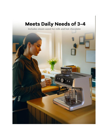 Máquina de Café Espresso GarveeHome 20 Bar 1450W con Espumador