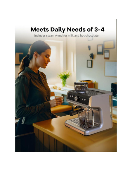 Máquina de Café Espresso GarveeHome 20 Bar 1450W con Espumador