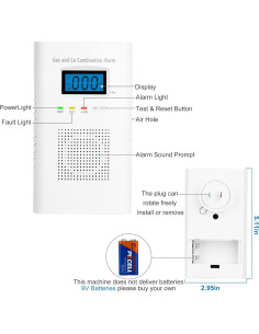 Detector de Gas y Monóxido de Carbono Vzmcov KH-522 Digital 2