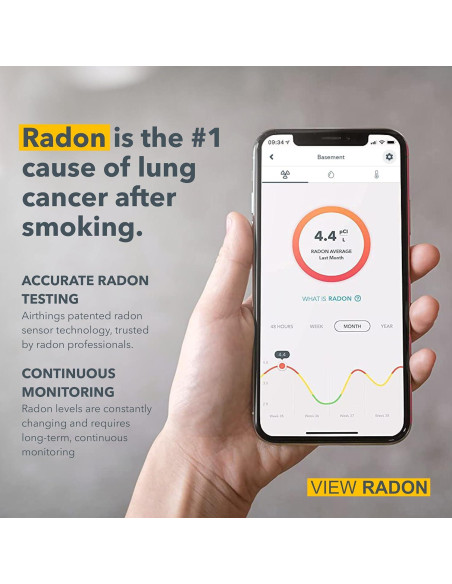Airthings Vista Radón - Monitor de Radón y Humedad WiFi