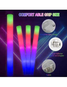 30 Palos de Espuma LED Blu7ive - Varitas Iluminadas para Fiestas 2