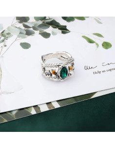 Anillo de Piedra Verde Aragon KEYCHIN Estilo Gótico Talla 8-11 2