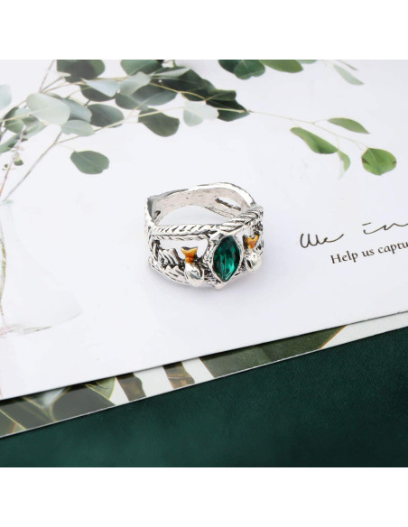 Anillo de Piedra Verde Aragon KEYCHIN Estilo Gótico Talla 8-11