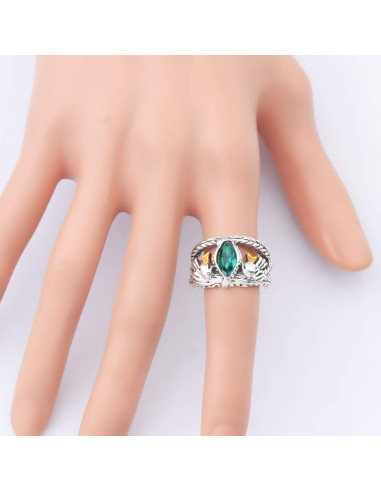 Anillo de Piedra Verde Aragon KEYCHIN Estilo Gótico Talla 8-11