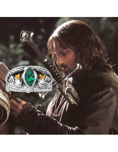 Anillo de Piedra Verde Aragon KEYCHIN Estilo Gótico Talla 8-11