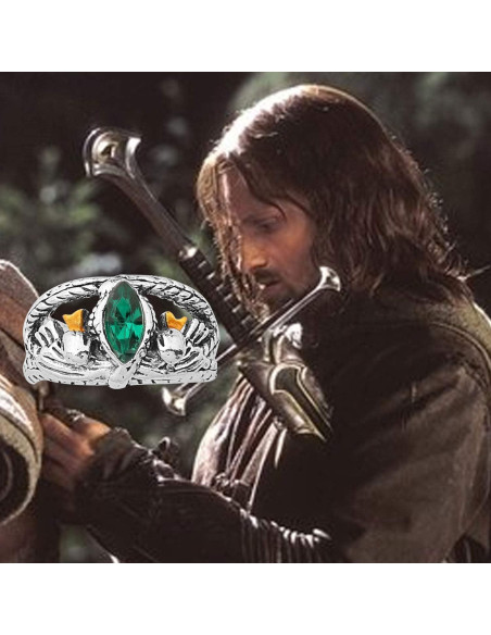 Anillo de Piedra Verde Aragon KEYCHIN Estilo Gótico Talla 8-11