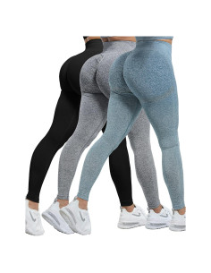 CHRLEISURE Leggings de Entrenamiento 3 Piezas Mujeres Alta Cintura