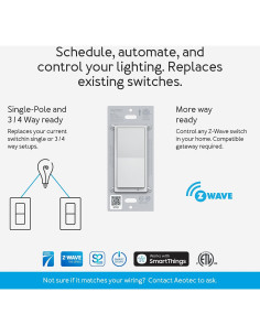 Interruptor de Pared Aeotec Z-Wave Plus Gen7 On/Off 150W 2
