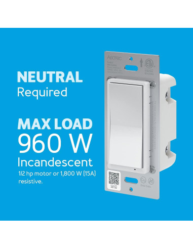Interruptor de Pared Aeotec Z-Wave Plus Gen7 On/Off 150W