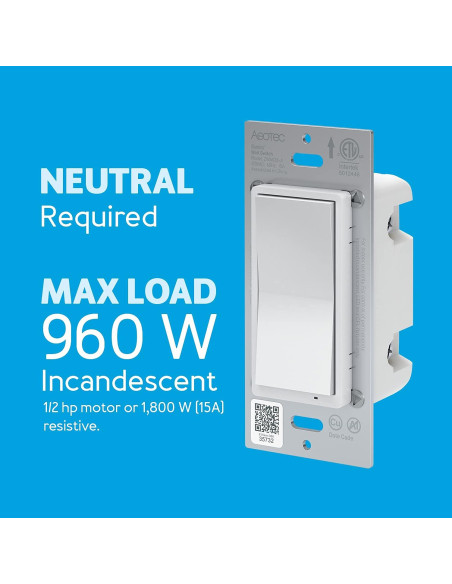 Interruptor de Pared Aeotec Z-Wave Plus Gen7 On/Off 150W