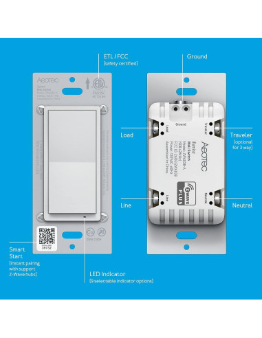Interruptor de Pared Aeotec Z-Wave Plus Gen7 On/Off 150W