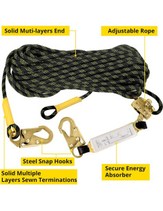 Arnés de Seguridad TT TRSMIMA con Cuerda 15,24 m y Ganchos 2