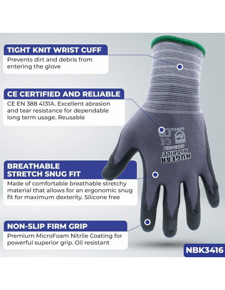 Guantes de Trabajo Nugear NBK3416 - 12 Pares, Nitrilo