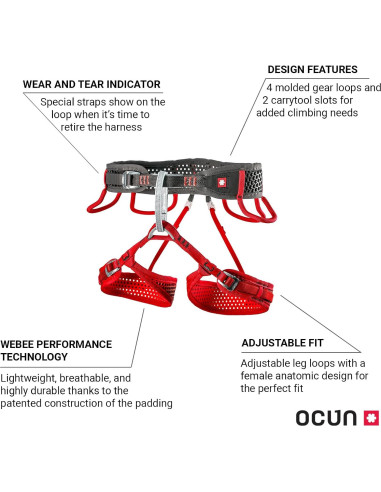 Arnés de Escalada Ocun Webee Lady para Mujeres con 4 Bucles