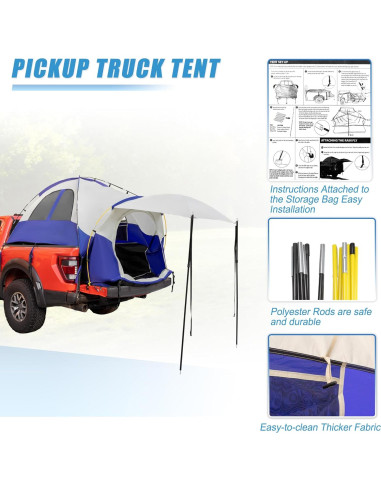 Carpa para Camioneta uxcell 1.95-2.04m Impermeable 2 Personas