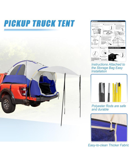 Carpa para Camioneta uxcell 1.95-2.04m Impermeable 2 Personas