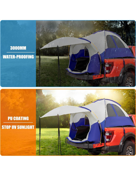 Carpa para Camioneta uxcell 1.95-2.04m Impermeable 2 Personas
