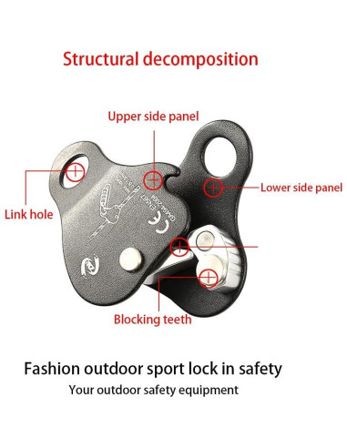 Agarre de Cuerda de Escalada QKDS 100 kg Autocierre Negro