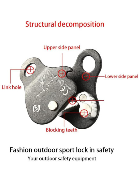 Agarre de Cuerda de Escalada QKDS 100 kg Autocierre Negro