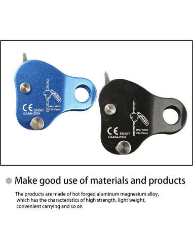 Agarre de Cuerda de Escalada QKDS 100 kg Autocierre Negro