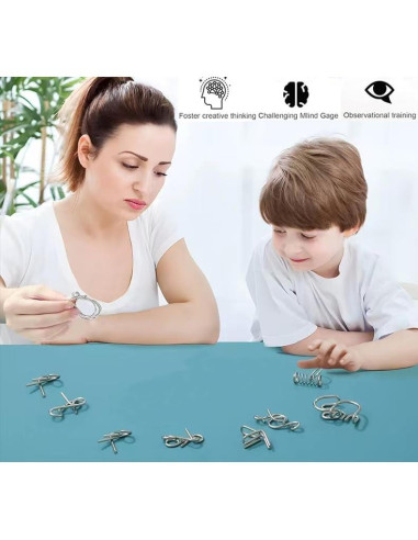 Juego de Rompecabezas de Alambre Metálico AUKEXIY 24 Piezas