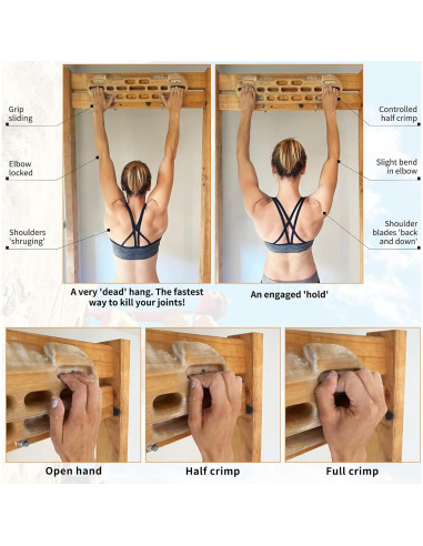 Tabla de Escalada TWO STONES Hangboard Madera Natural Entrenamiento