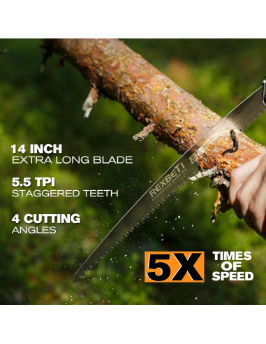 Sierra Plegable REXBETI 35.56 cm para Poda y Recorte