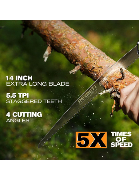 Sierra Plegable REXBETI 35.56 cm para Poda y Recorte