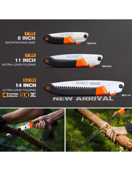 Sierra Plegable REXBETI 35.56 cm para Poda y Recorte