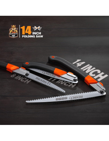 Sierra Plegable REXBETI 35.56 cm para Poda y Recorte