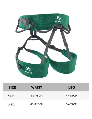 Arnés de Escalada KAILAS B4 Ajustable Verde para Rescate