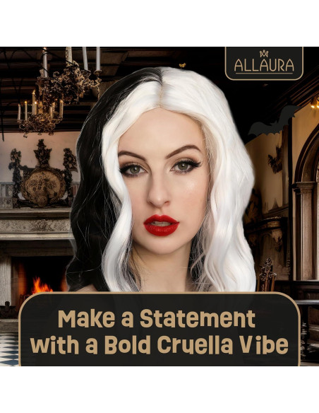 Peluca ALLAURA Cruel DeVil Negra y Blanca - Gótica