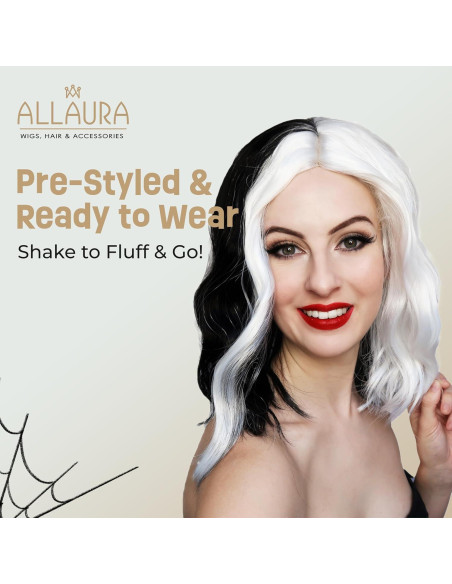 Peluca ALLAURA Cruel DeVil Negra y Blanca - Gótica