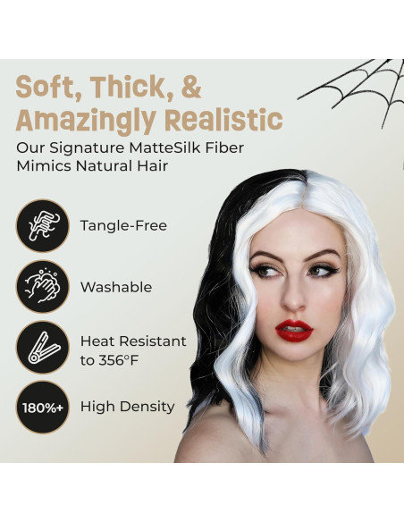 Peluca ALLAURA Cruel DeVil Negra y Blanca - Gótica