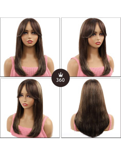Peluca Rizada Larga Marrón Ombre NATAGHAIR 100% Cabello Humano 2
