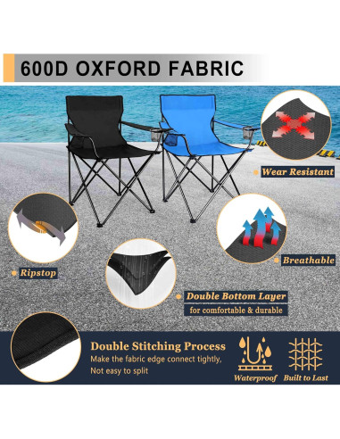 Silla de Camping Joyfair Plegable 113 kg 2 Portavasos