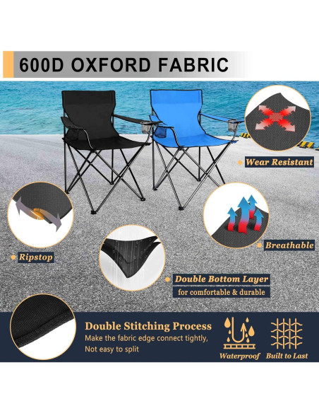 Silla de Camping Joyfair Plegable 113 kg 2 Portavasos