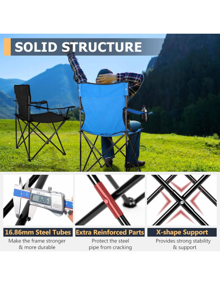 Silla de Camping Joyfair Plegable 113 kg 2 Portavasos