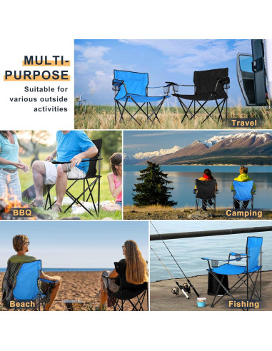 Silla de Camping Joyfair Plegable 113 kg 2 Portavasos