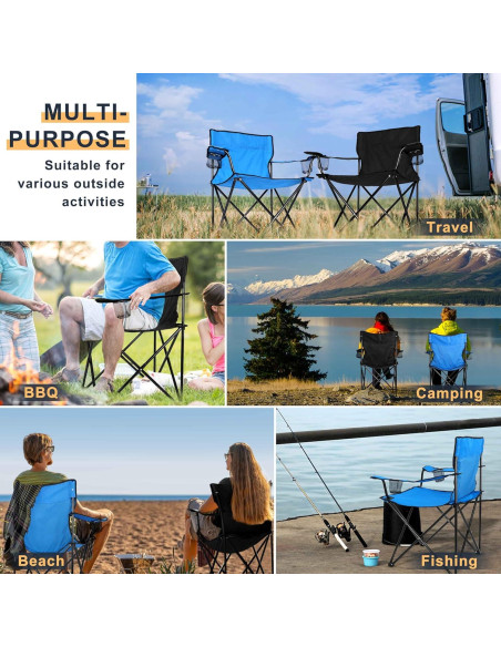 Silla de Camping Joyfair Plegable 113 kg 2 Portavasos