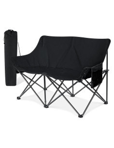 Silla de Camping Joyfair Sofá Plegable 2 Asientos Negro