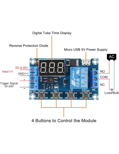 Módulo de Relé Temporizador Programable D-FLIFE DC 6-30V