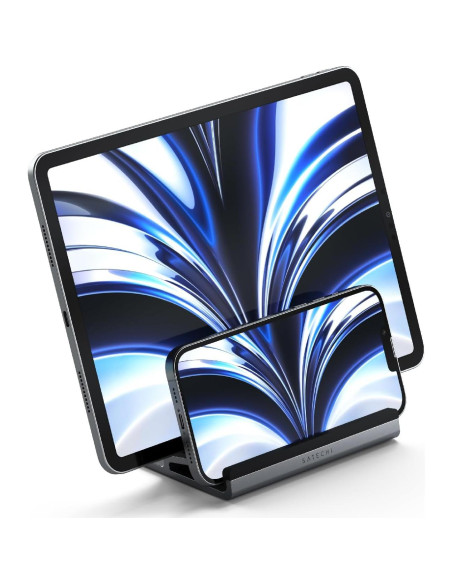 Soporte Vertical Doble Aluminio Satechi - Universal para Laptops y Tablets
